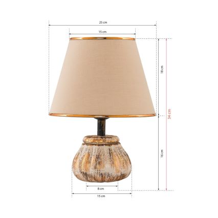 Candeeiro de mesa RAMZES 1xE27/40W/230V creme/dourado