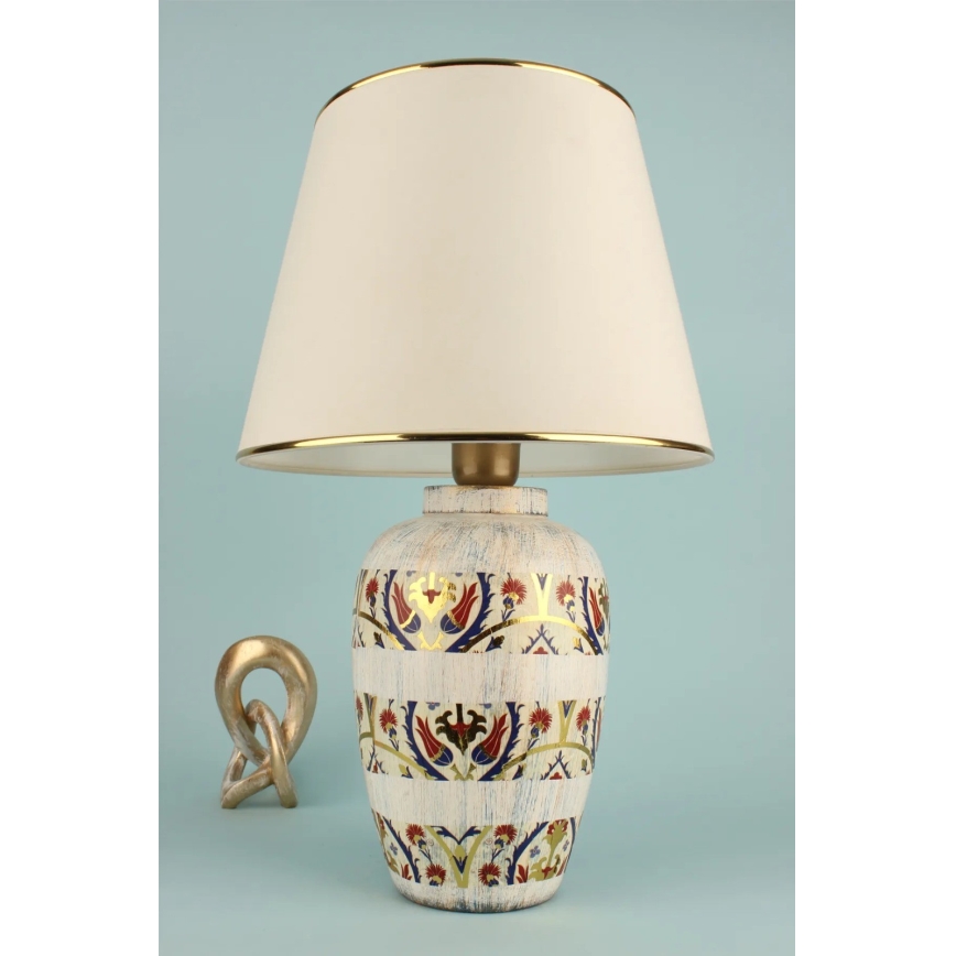 Candeeiro de mesa RAMZES 1xE27/40W/230V creme/dourado