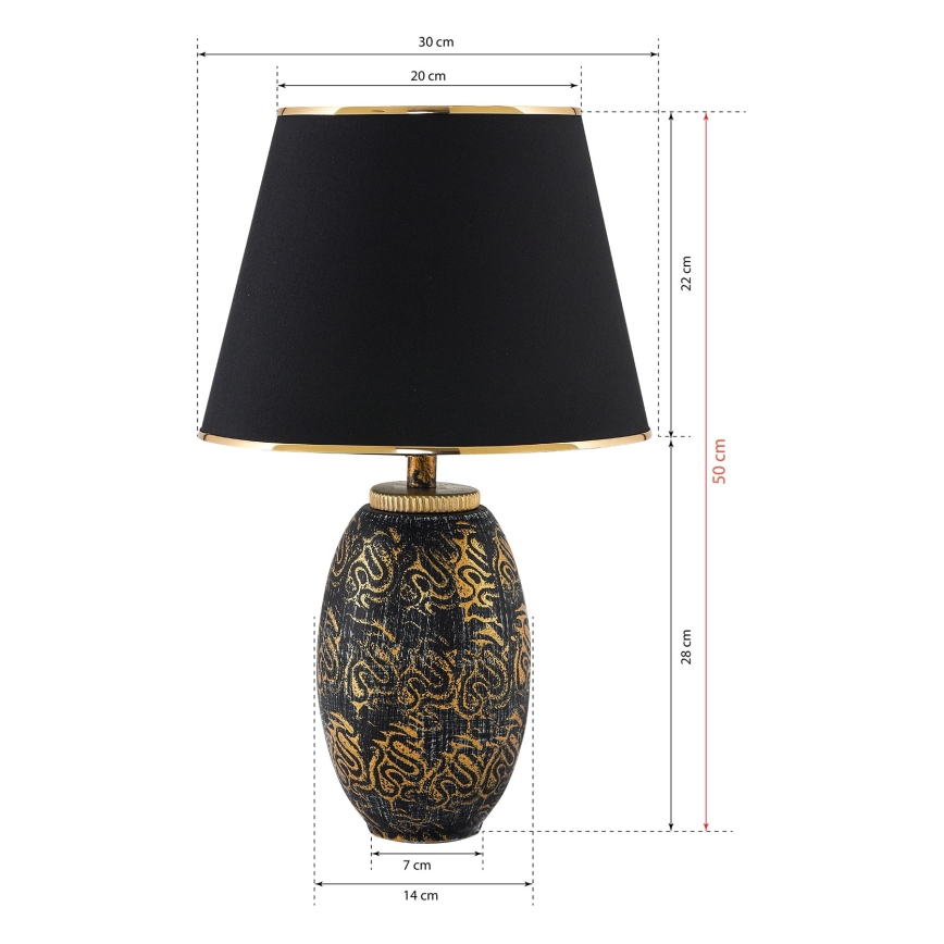 Candeeiro de mesa RAMZES 1xE27/40W/230V preto/dourado