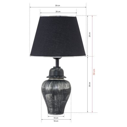 Candeeiro de mesa RAMZES 1xE27/40W/230V preto/prateado
