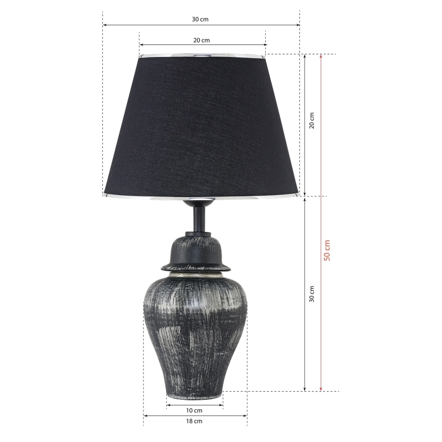 Candeeiro de mesa RAMZES 1xE27/40W/230V preto/prateado