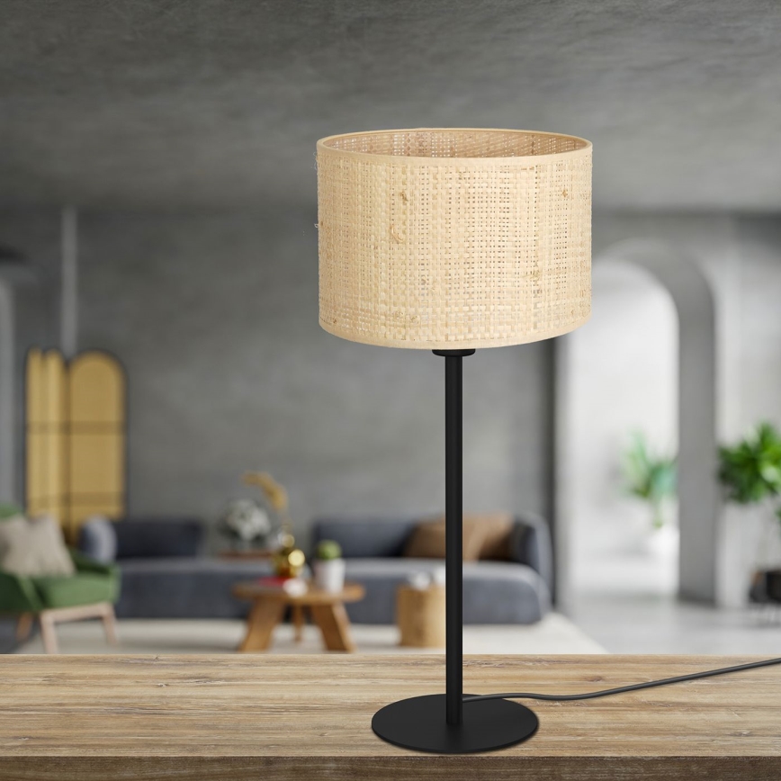 Candeeiro de mesa RATTAN 1xE27/60W/230V diâmetro 25 cm vime