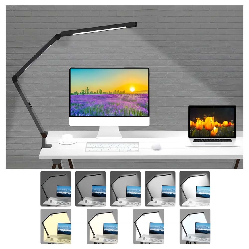 Candeeiro de mesa táctil LED com regulação LED/12W/230V 3000/4000/5000/6500K CRI 92 preto