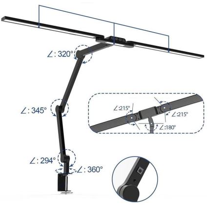 Candeeiro de mesa táctil LED com regulação LED/24W/230V 3000-6500K CRI 92 preto