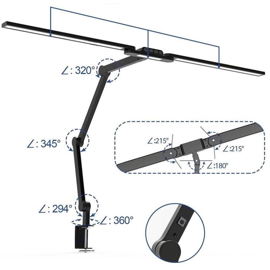 Candeeiro de mesa táctil LED com regulação LED/24W/230V 3000-6500K CRI 92 preto