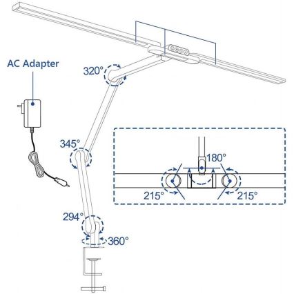 Candeeiro de mesa táctil LED com regulação LED/24W/230V 3000-6500K CRI 92 preto