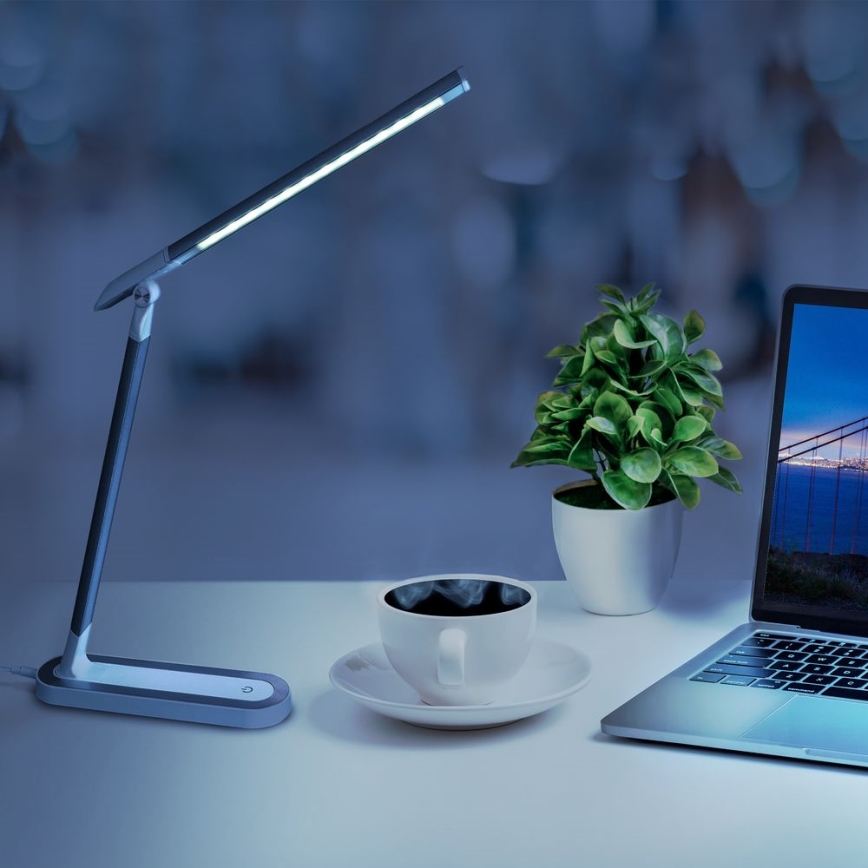 Candeeiro de mesa táctil LED com regulação MADERA LED/7W/230V USB branco
