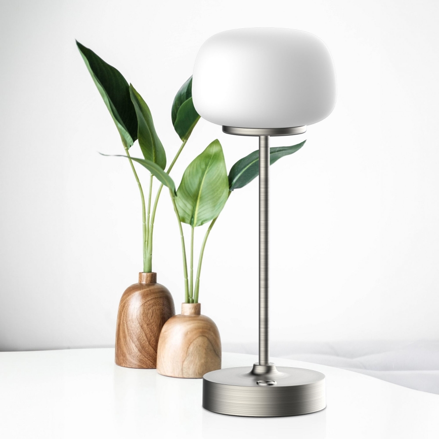 Candeeiro de mesa táctil LED com regulação RIMINI LED/2W/5V USB 2000 mAh cromado mate/branco