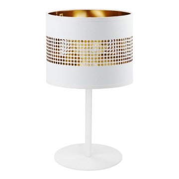 Candeeiro de mesa TAGO 1xE27/15W/230V branco/dourado