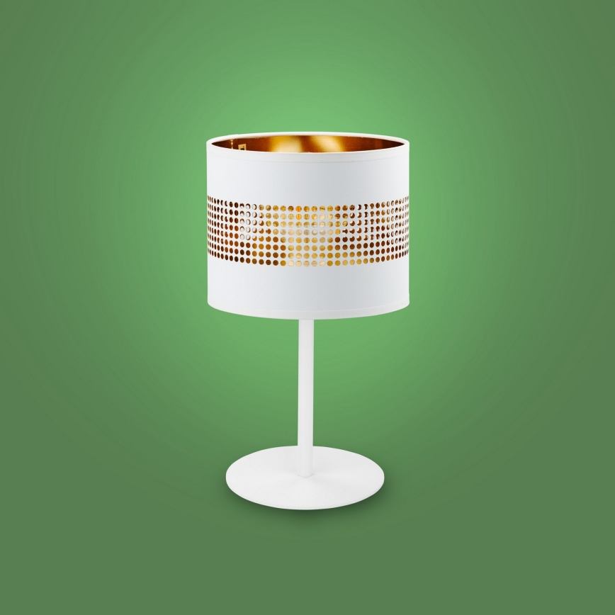 Candeeiro de mesa TAGO 1xE27/15W/230V branco/dourado