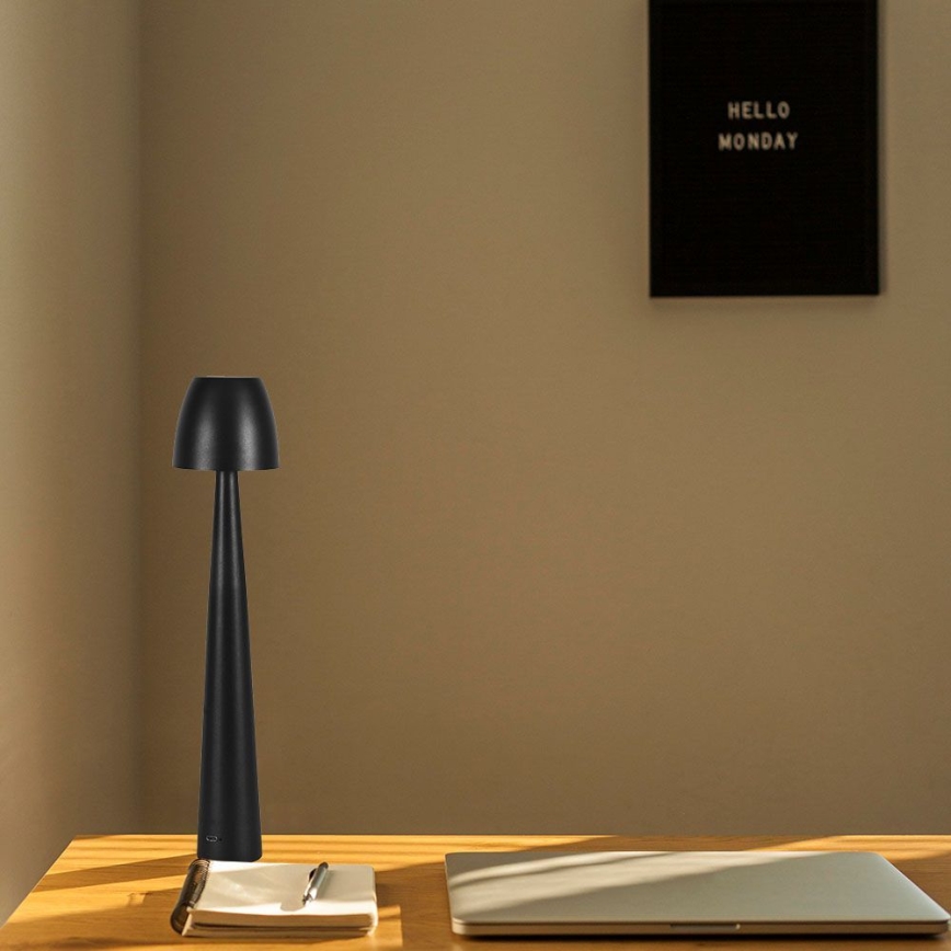 Candeeiro de mesa tátil LED com regulação LED/3W/5V 3000-6000K 1800 mAh preto