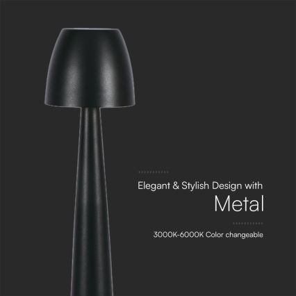 Candeeiro de mesa tátil LED com regulação LED/3W/5V 3000-6000K 1800 mAh preto