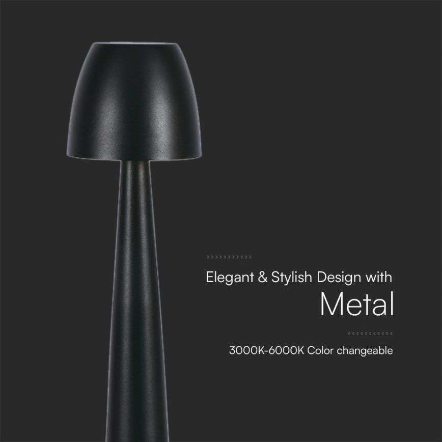 Candeeiro de mesa tátil LED com regulação LED/3W/5V 3000-6000K 1800 mAh preto