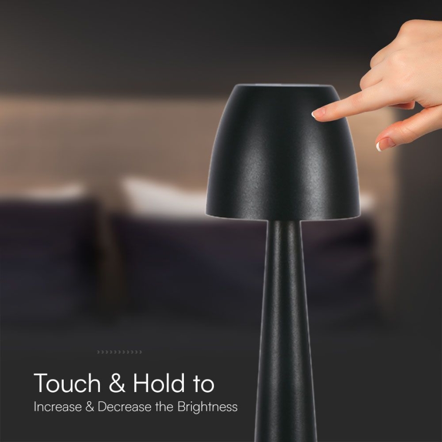Candeeiro de mesa tátil LED com regulação LED/3W/5V 3000-6000K 1800 mAh preto