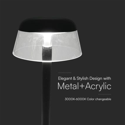 Candeeiro de mesa tátil LED com regulação LED/3W/5V 3000-6000K 1800 mAh preto