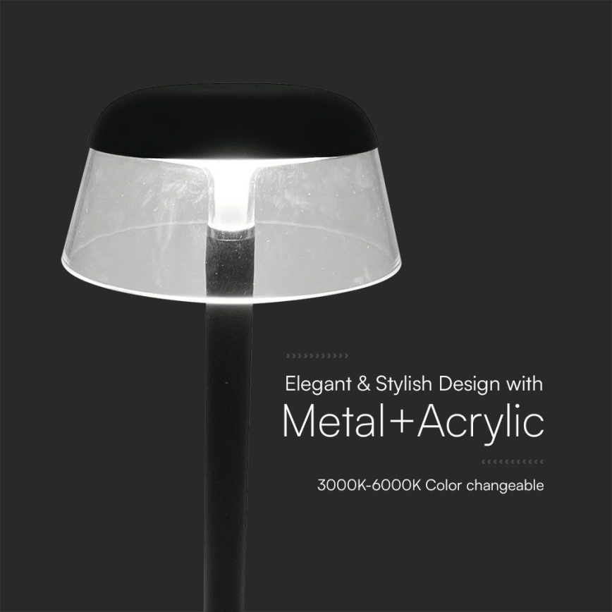 Candeeiro de mesa tátil LED com regulação LED/3W/5V 3000-6000K 1800 mAh preto