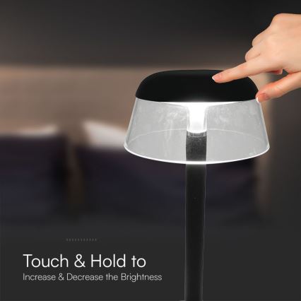 Candeeiro de mesa tátil LED com regulação LED/3W/5V 3000-6000K 1800 mAh preto