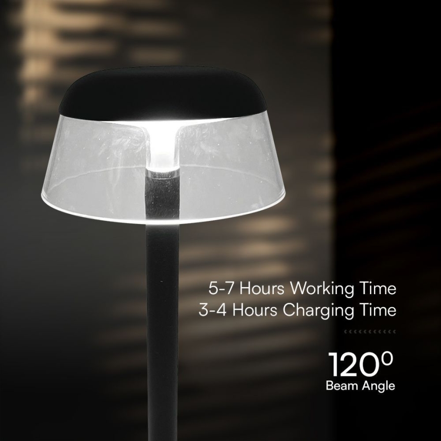 Candeeiro de mesa tátil LED com regulação LED/3W/5V 3000-6000K 1800 mAh preto