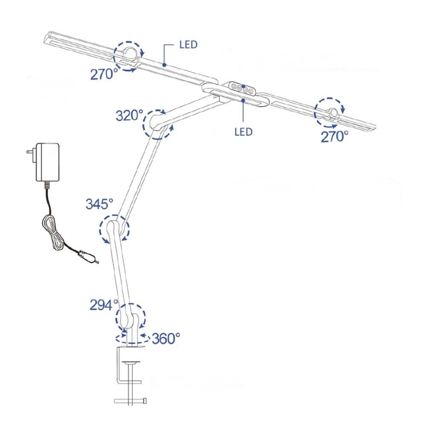 Candeeiro de mesa tátil LED flexível com regulação POINTIQ LED/24W/230V 3000-6500K CRI 92 preto