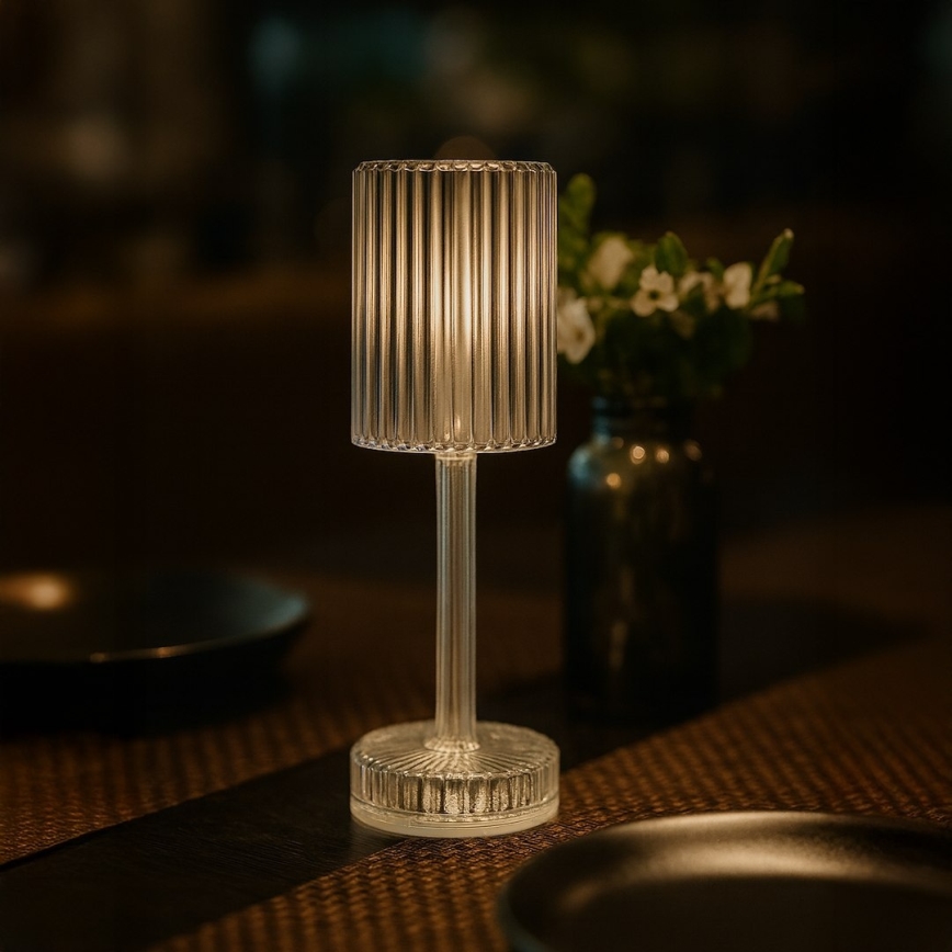 Candeeiro de mesa tátil recarregável LED SIMPLE LED/1W/5V 2400 mAh 3000-6000K transparente