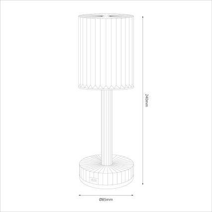 Candeeiro de mesa tátil recarregável LED SIMPLE LED/1W/5V 2400 mAh 3000-6000K transparente