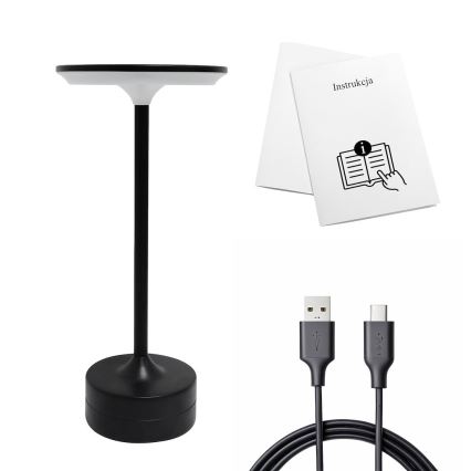Candeeiro de mesa tátil recarregável TAVOLO LED/2,5W/5V 2400 mAh 3000-6000K preto