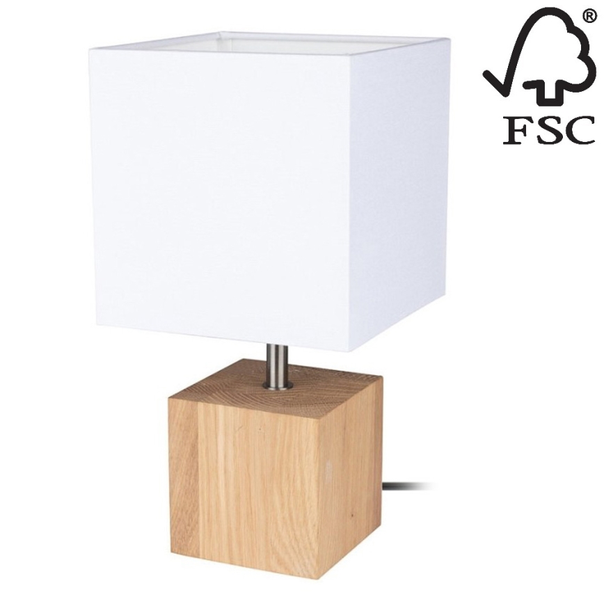 Candeeiro de mesa TRONGO SQUARE 1xE27/25W/230V carvalho - certificado por FSC