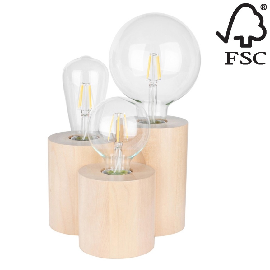 Candeeiro de mesa VINCENT 3xE27/15W/230V bétula - certificado por FSC