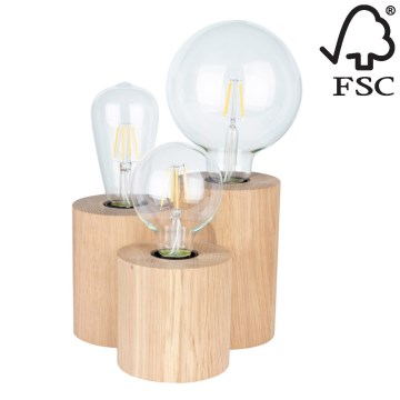 Candeeiro de mesa VINCENT 3xE27/15W/230V carvalho - certificado por FSC