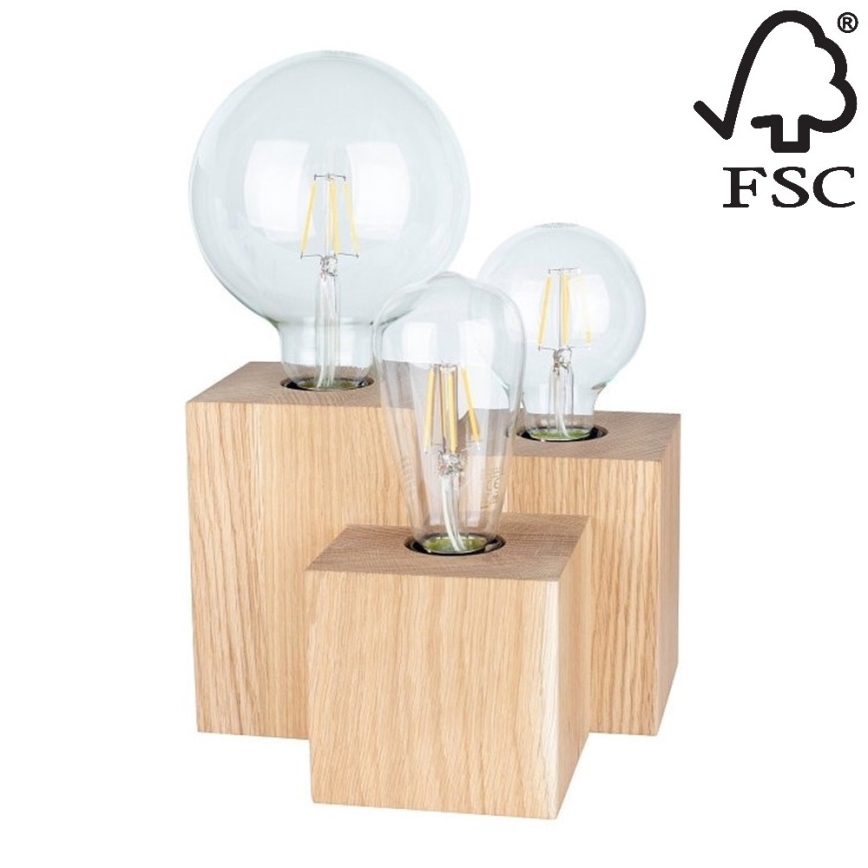 Candeeiro de mesa VINCENT 3xE27/15W/230V carvalho - certificado por FSC