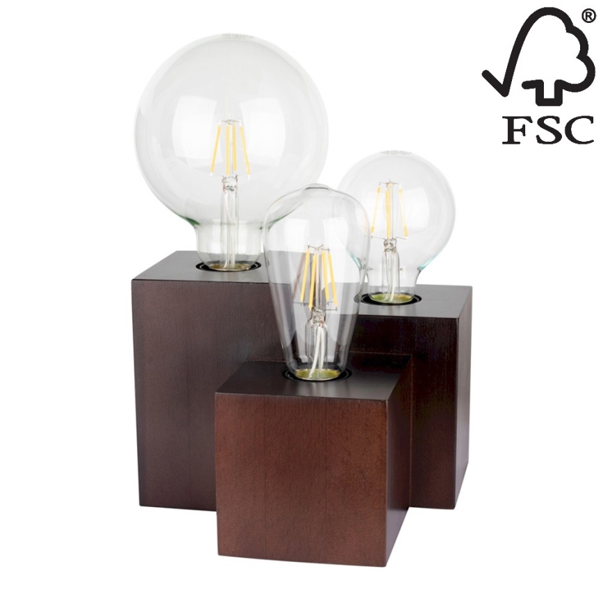 Candeeiro de mesa VINCENT 3xE27/15W/230V faia - certificado por FSC