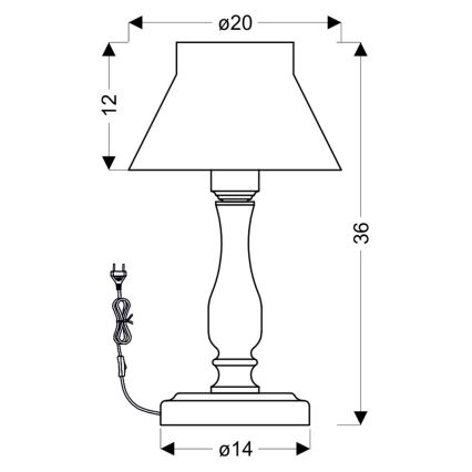 Candeeiro de mesa ZEFIR 1xE27/40W/230V