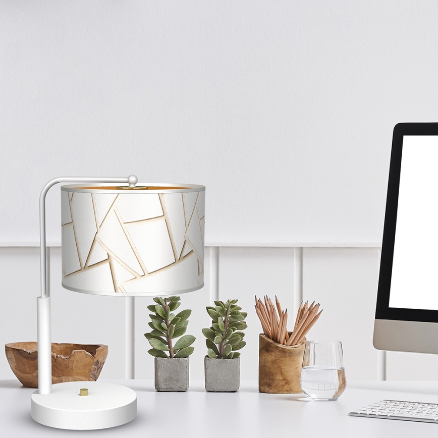 Candeeiro de mesa ZIGGY 1xE27/60W/230V branco/dourado