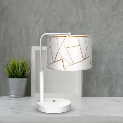 Candeeiro de mesa ZIGGY 1xE27/60W/230V branco/dourado