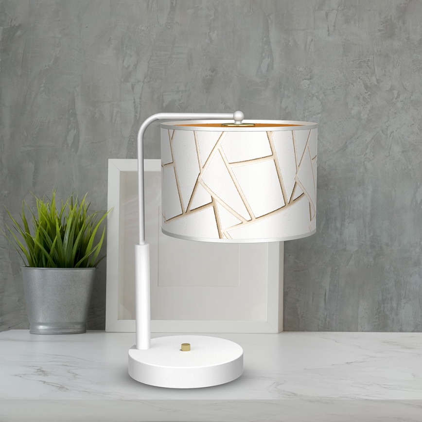 Candeeiro de mesa ZIGGY 1xE27/60W/230V branco/dourado