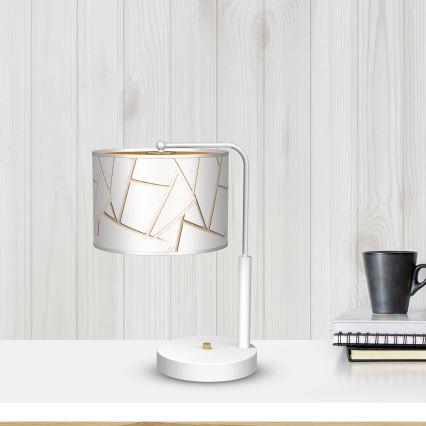 Candeeiro de mesa ZIGGY 1xE27/60W/230V branco/dourado