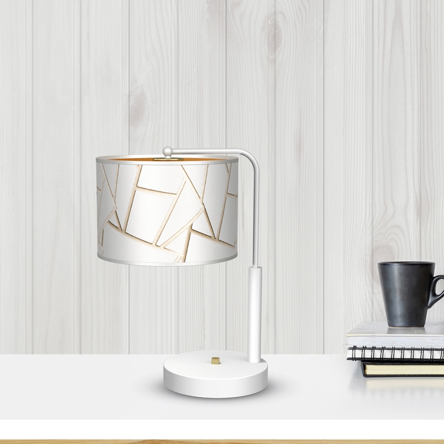 Candeeiro de mesa ZIGGY 1xE27/60W/230V branco/dourado
