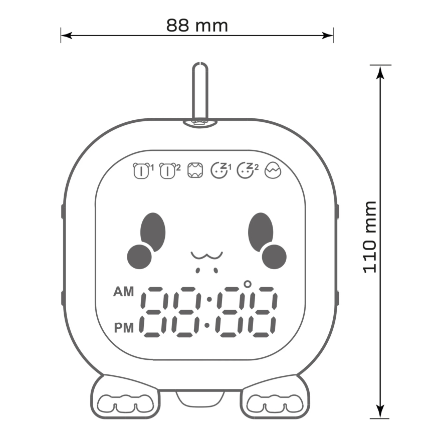 Candeeiro de noite infantil LED RGBW regulável com despertador FILIP LED/1,5W/5V 1500 mAh