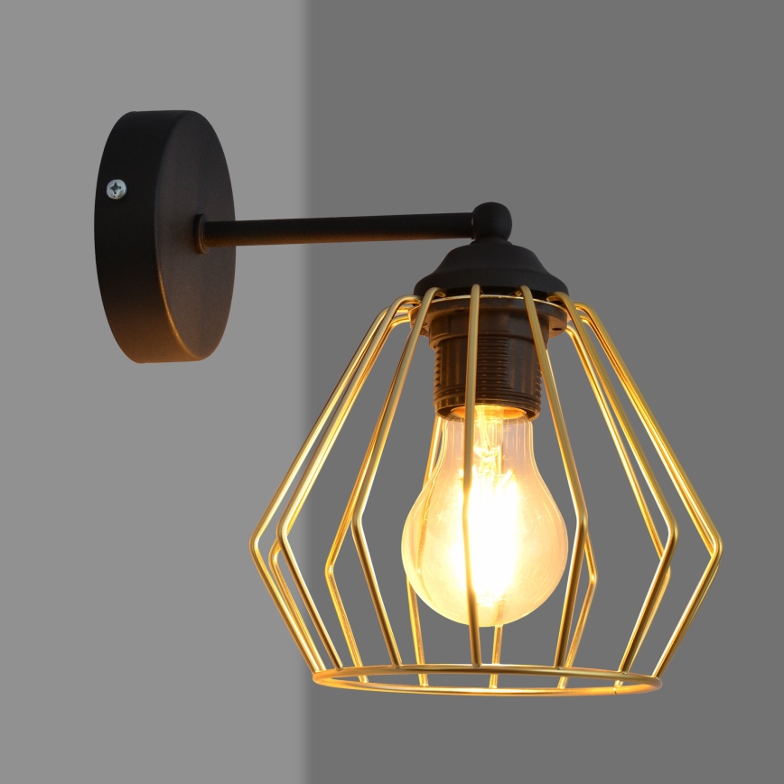 Candeeiro de parede AGAT 1xE27/15W/230V dourado/preto