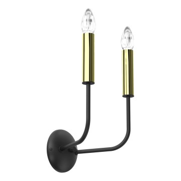 Candeeiro de parede AKASYA 2xE14/15W/230V preto/dourado