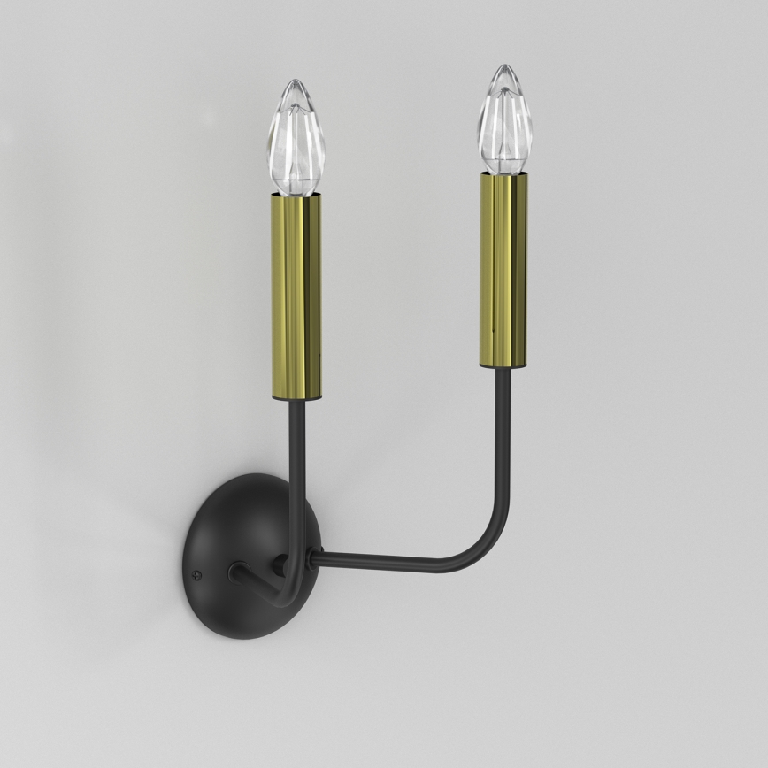 Candeeiro de parede AKASYA 2xE14/15W/230V preto/dourado