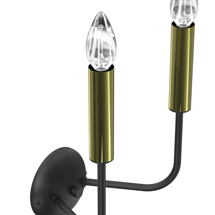 Candeeiro de parede AKASYA 2xE14/15W/230V preto/dourado
