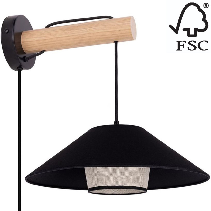 Candeeiro de parede AMIGO 1xE27/25W/230V carvalho – FSC certificado