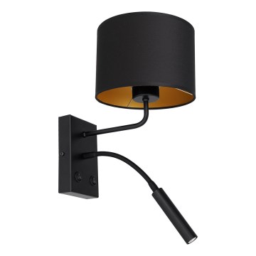 Candeeiro de parede ARDEN 1xE27/60W/230V + 1xG9/8W preto/dourado