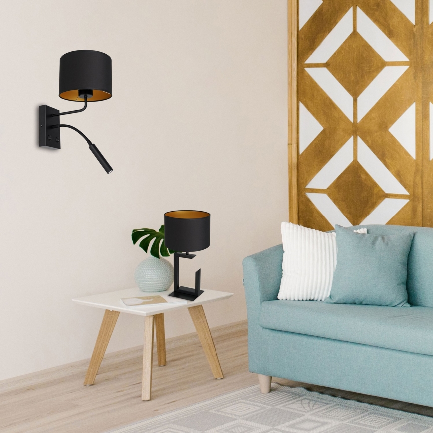 Candeeiro de parede ARDEN 1xE27/60W/230V + 1xG9/8W preto/dourado