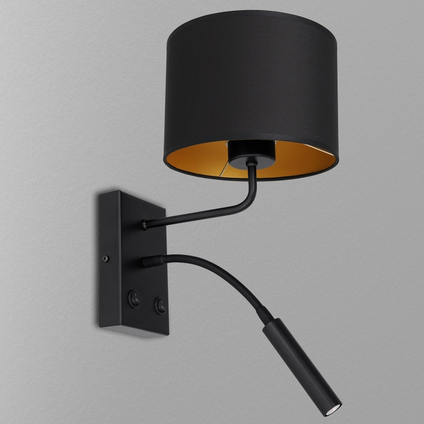 Candeeiro de parede ARDEN 1xE27/60W/230V + 1xG9/8W preto/dourado
