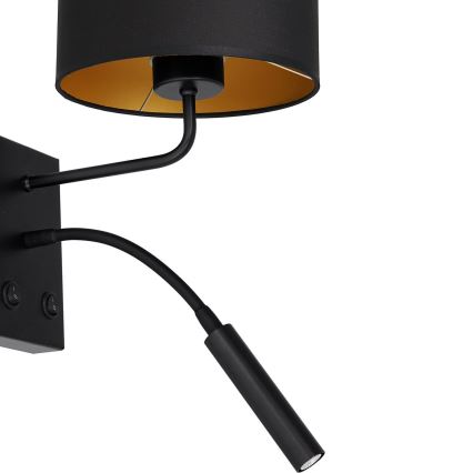 Candeeiro de parede ARDEN 1xE27/60W/230V + 1xG9/8W preto/dourado