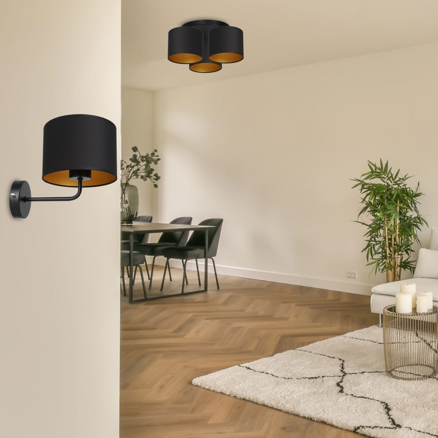Candeeiro de parede ARDEN 1xE27/60W/230V preto/dourado