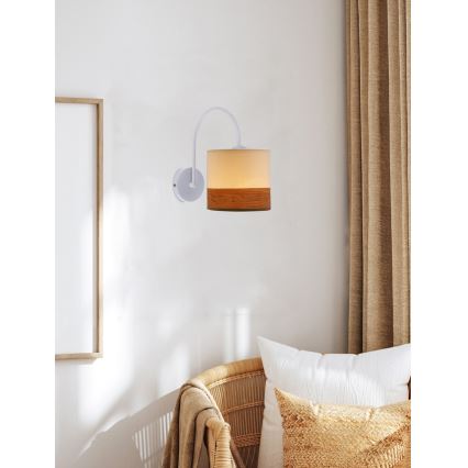 Candeeiro de parede BIANCO 1xE27/40W/230V branco/castanho