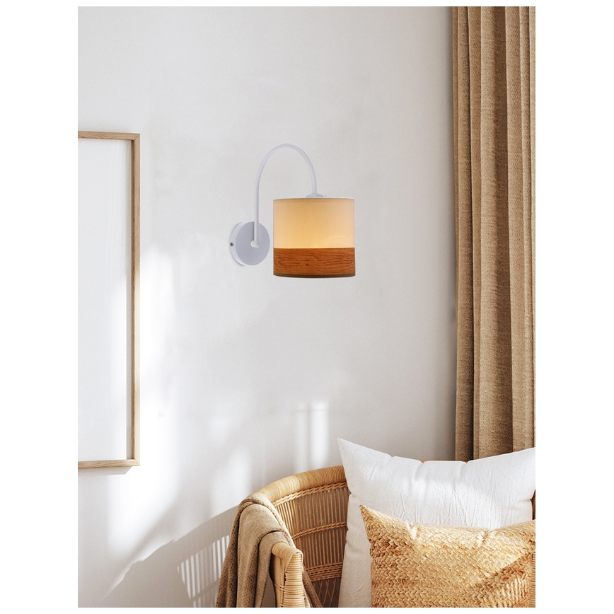 Candeeiro de parede BIANCO 1xE27/40W/230V branco/castanho